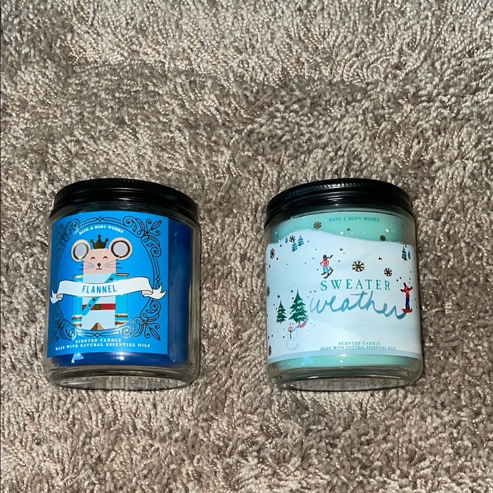 NWT Bath and Body Works Flannel and Sweater Weather Scented Candles
